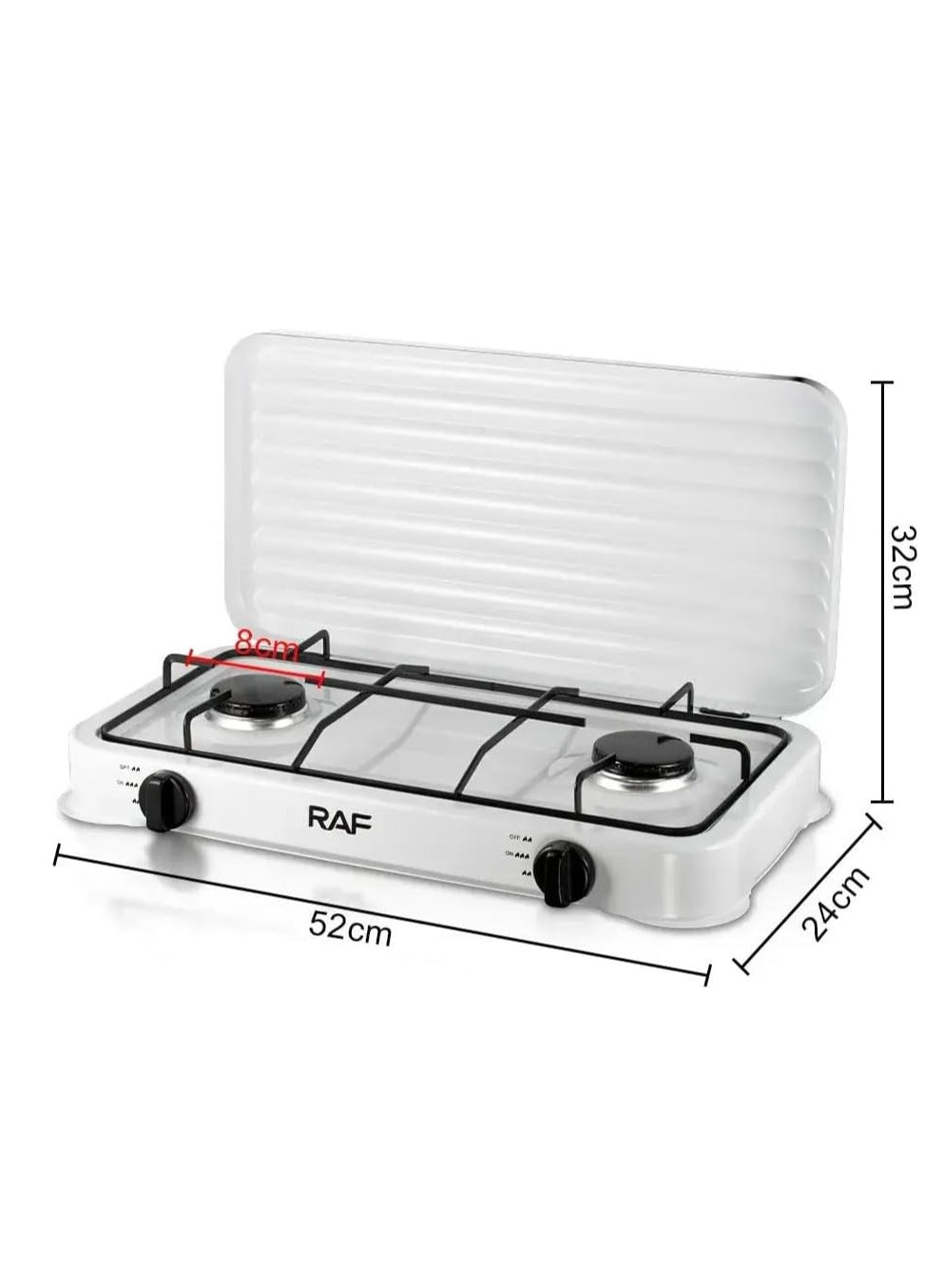 RAF Electric Hot Plate Two Burner Gas R.8033, White