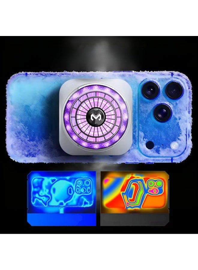 CX21 Magnetic Phone Cooler – 18W Semiconductor Mobile Cooling Fan with RGB LED, Dual Airflow, Fast Ice Cooling, Magnetic