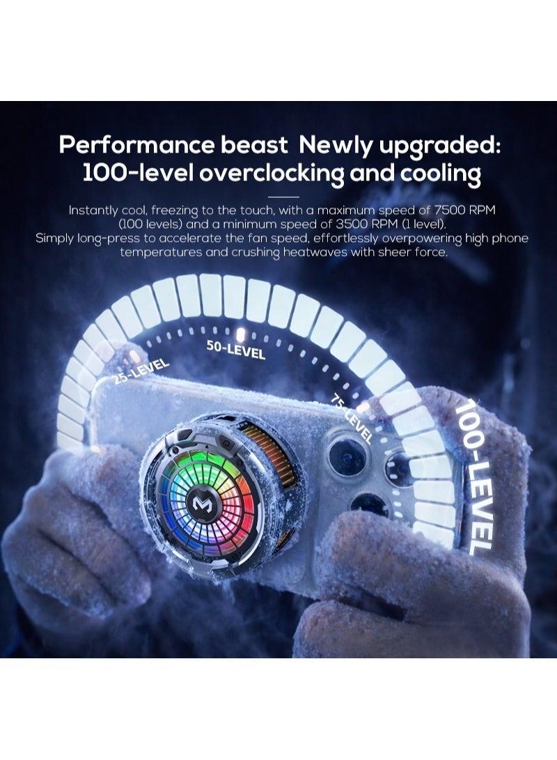 CX26 Magnetic Phone Cooler 30W, Semiconductor Mobile Gaming Cooling Fan with 100-Level Adjustable Speed, USB Type-C Powe