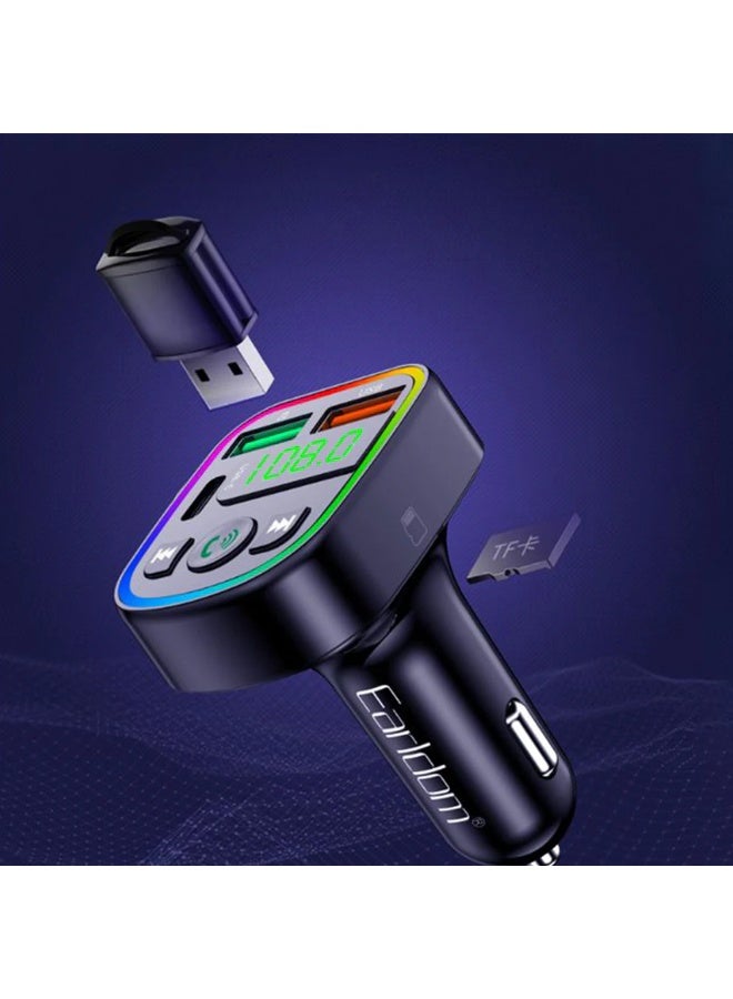 Bluetooth FM Transmitter Car Charger M103 with PD 18W USB-C Fast Charging, Dual USB Ports, Hands-Free Calling, MP3 Playe