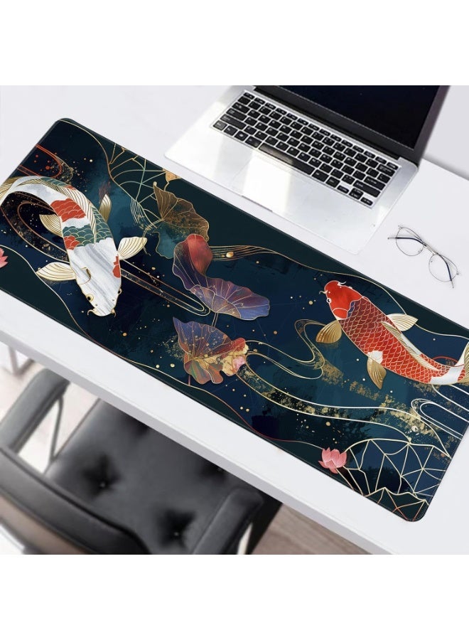 Gaming Mouse Pad koi Desk Pad, Extended Big Mouse Pad, 70 x 30 cm Large Computer Keyboard Mouse Mat Mousepad with 2mm No