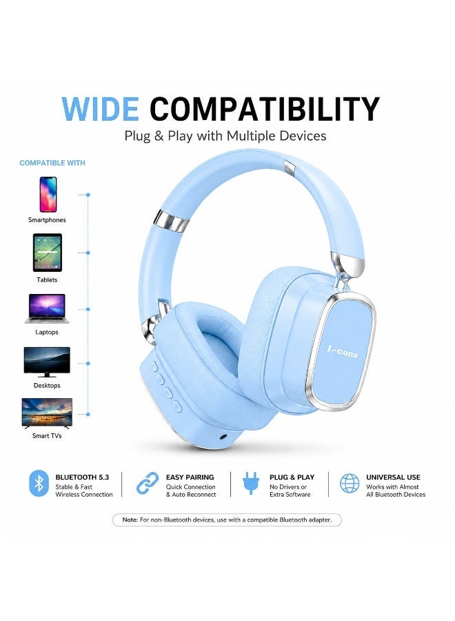 I513 Wireless Bluetooth Headphones – 40mm Drivers, Deep Stereo Bass, Noise-Reducing Mic, Bluetooth, TF Card, Type-C Char