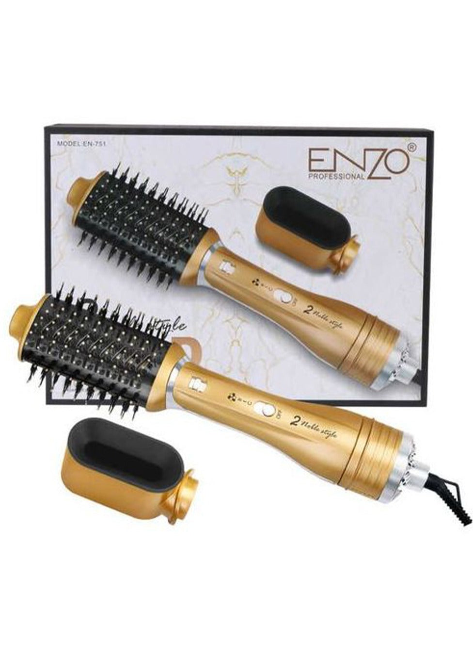 ENZO Hair Dryer Dyson 2-in-1 and Concentrator Brush - Ideal for home use or even in hair salons , Gold EN-751
