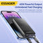 شاحن حائط ESSAGER JT-CG65AC1U1 GaN قوة 65W منفذين PD رفيع أسود