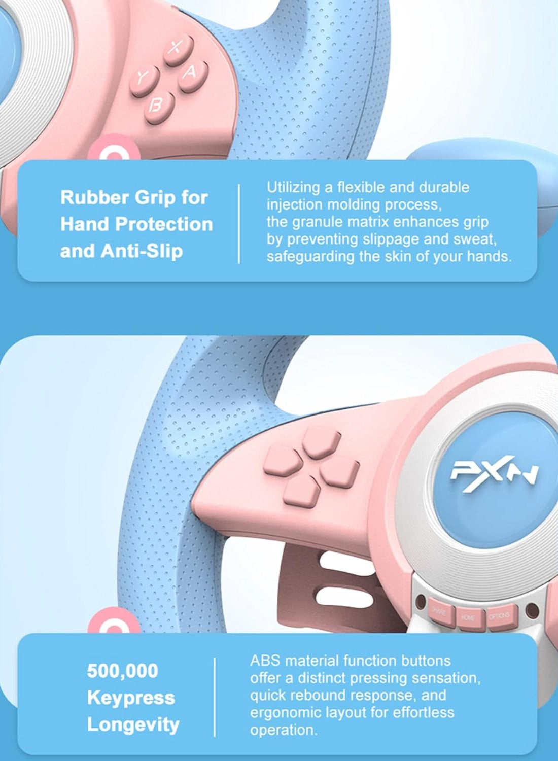 PXN V3 Pro Gaming Steering Wheel with Pedals, 180 Degree Racing Wheel, Vibration Feedback for PC PS3 PS4 Xbox One & Series X|S Switch, Pink