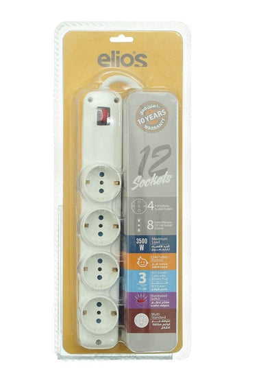 Elios Electric Power Outlets Sockets power strip with 12 outlets - White