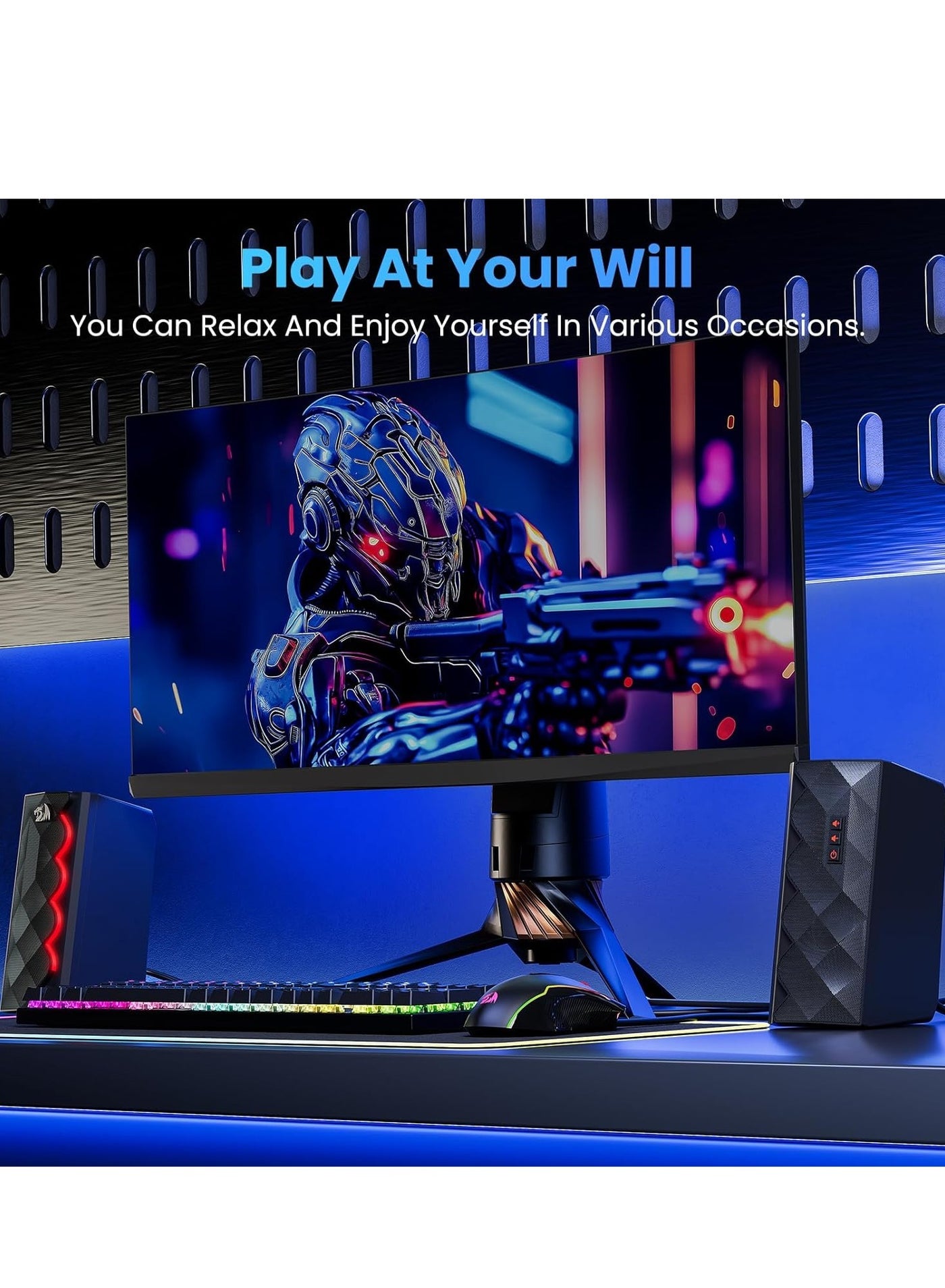 سماعات للكمبيوتر Redragon GS522 تدعم Hi-Fi وإضاءة RGB أسود
