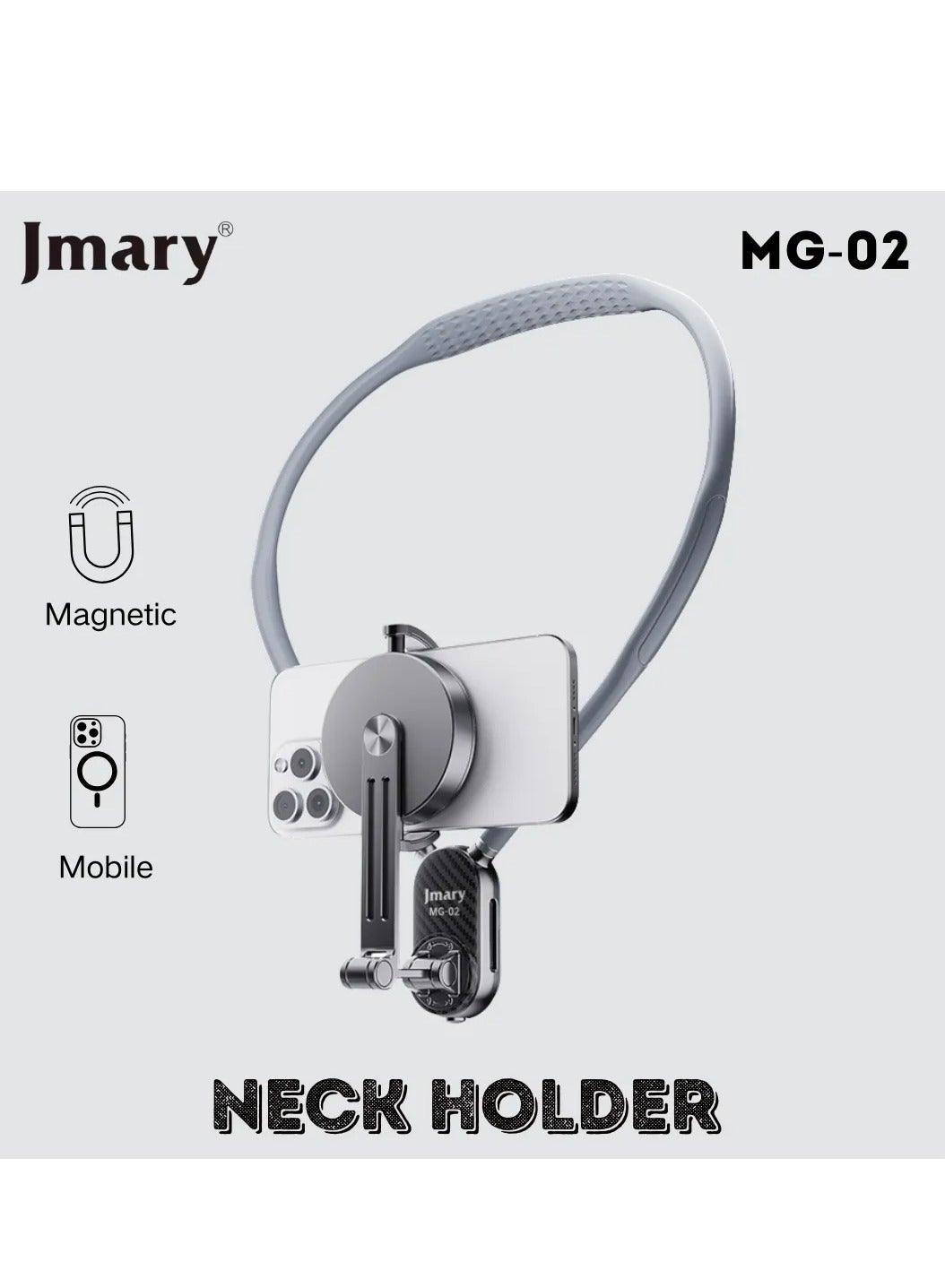 2 in 1 Hands Free Neck Phone Holder 660mm Flexible Strap Stand for Smartphones & Action Cameras , Adjustable Magnetic Er