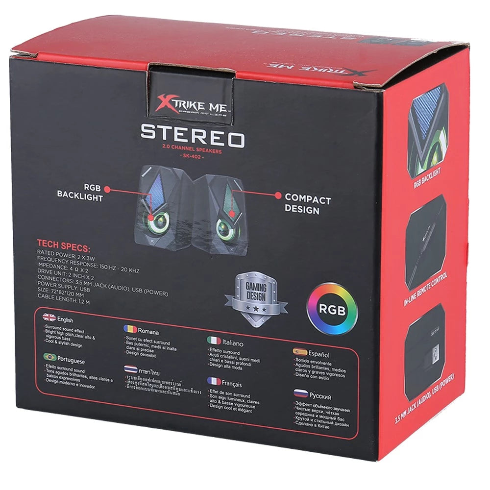 XTRIKE ME SK402 2.0 Stereo RGB Gaming Speakers