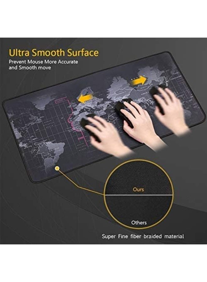 World Blue Extended Gaming Mouse Pad with Stitched Edges 80×30cm XL Desk Mat for Gaming, Office, Keyboard, Mouse, Laptop