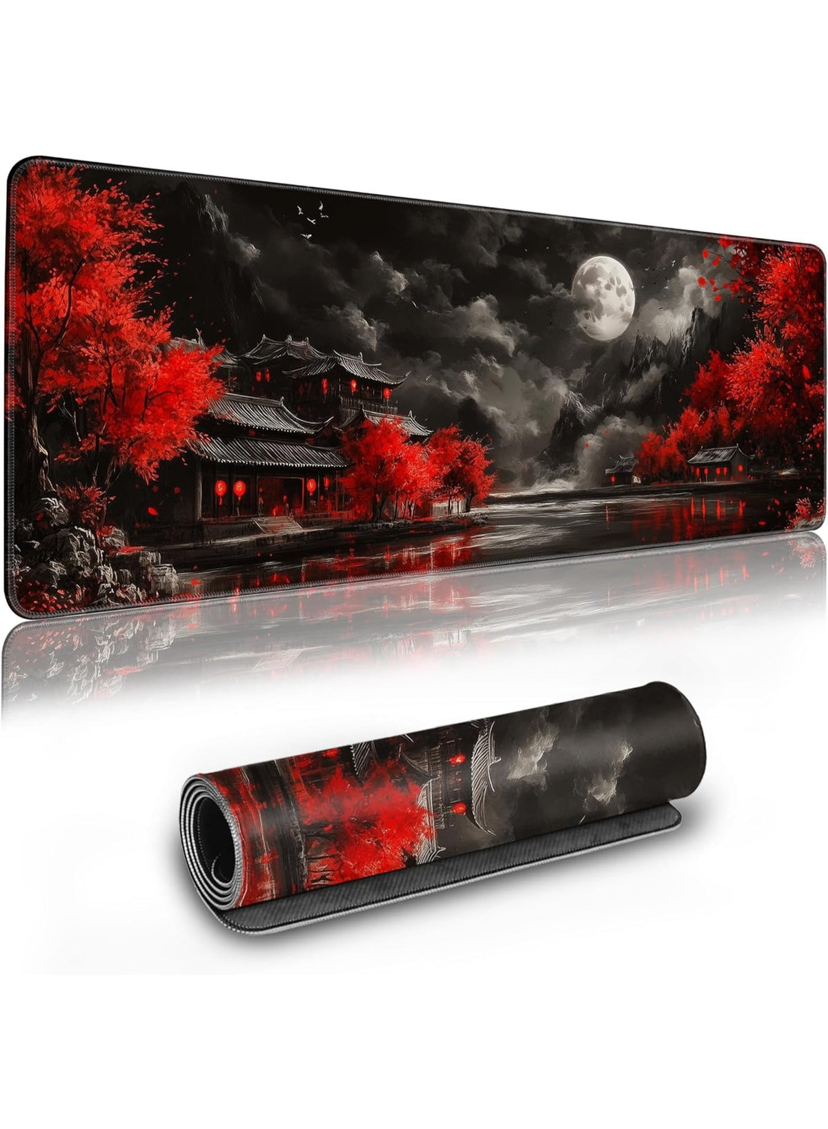 Large Gaming Mouse Pad Extended Anime Large Desk Pad with Non-Slip Base Full Keyboard Mat with Stitched Edges for Gaming