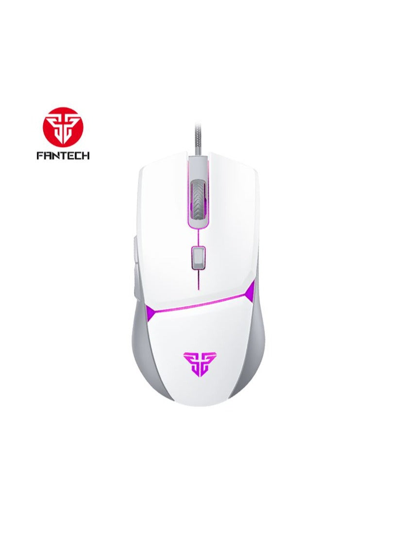 FANTECH VX7 Wired Gaming Mouse Lightweight-8000 DPI Optical Computer Mouse,4 RGB Backlit Modes, 6 programmable Buttons , Ergonomic Gamer Laptop PC Mice (White)