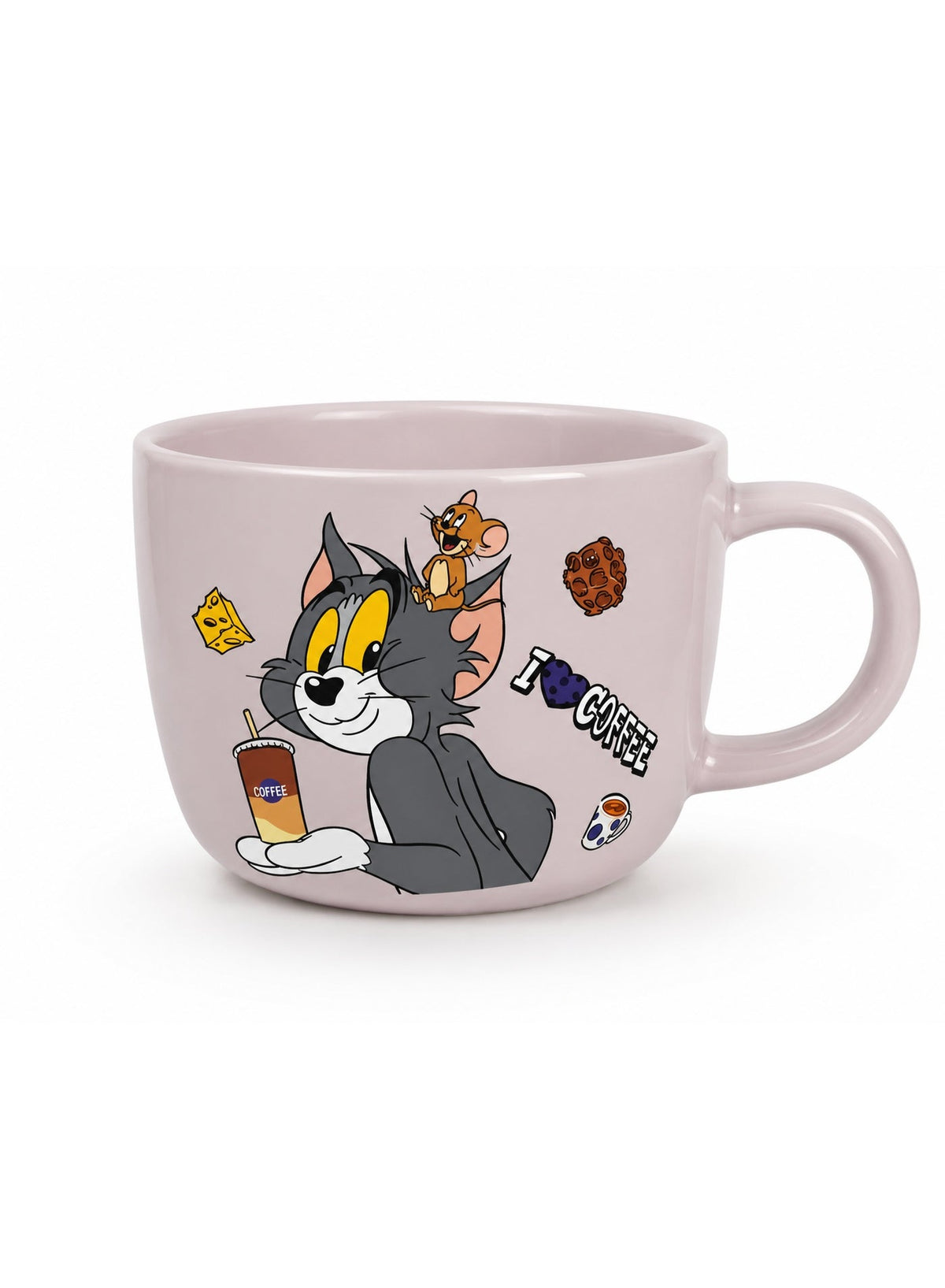 Large Capacity Ceramic Coffee Mug with Cartoon Character Design, Cute Ceramic Tea Cup for Hot & Cold Drinks, Milk Mug, L
