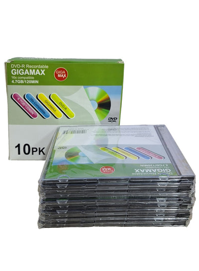 Gigamax DVD-R recordable , 16x compatible , 4.7 GB/120MIN , 10PK