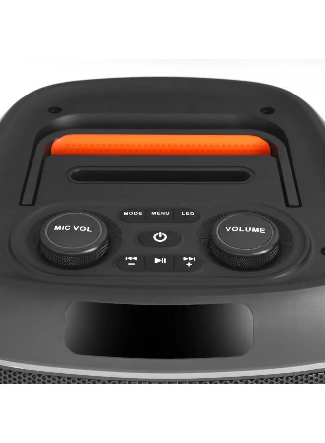 V-2127 Portable Bluetooth Speaker with Microphone, 8-Inch Driver, 20W Powerful Sound, RGB LED Lights, 3600mAh Rechargeab
