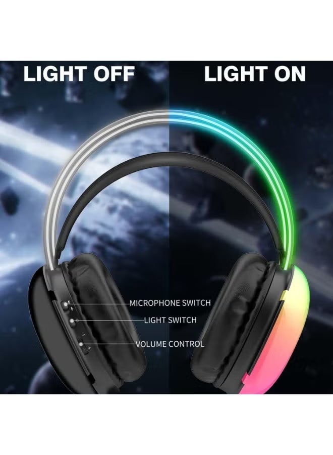 X25 Professional Gaming Headset USB+3.5 RGB Light 3D Stereo Noise Cancellation Multi Platform Compatibility With Microph