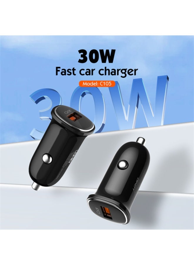 30W PD Super Fast Car Charger with USB-C to Lightning Cable, Power Delivery PPS Fast Charging Adapter for iPhone, Samsun