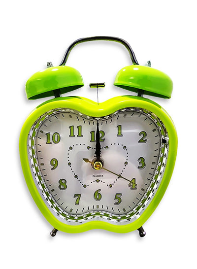 Charming pink porcelain alarm clock, cute decor for the office or bedroom, a unique gift, creative heart-shaped design in green and a classic white background that suits everyone