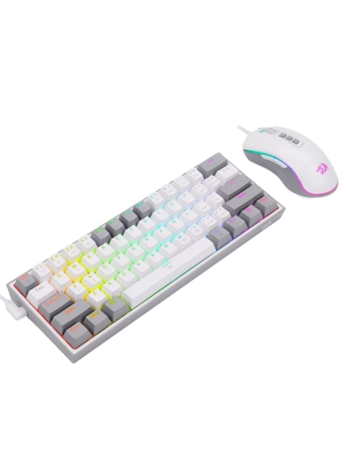 REDRAGON Wired Combination RD-S131 60% Wired Mechanical Keyboard with Wired Gaming Mouse, (White-Grey) / (RGB)