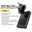 شاحن حائط ESSAGER JT-CG65AC1U1 GaN قوة 65W منفذين PD رفيع أسود