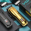 VGR V-138 Premium Metal Housing Hair Clipper 10000H+ Brushless motor (BLDC) Digital Display DLC coating Blade 2500 mAh battery USB charging 4 adjustable Taper Lever 4 Guide comb Runtime 180 min Gold