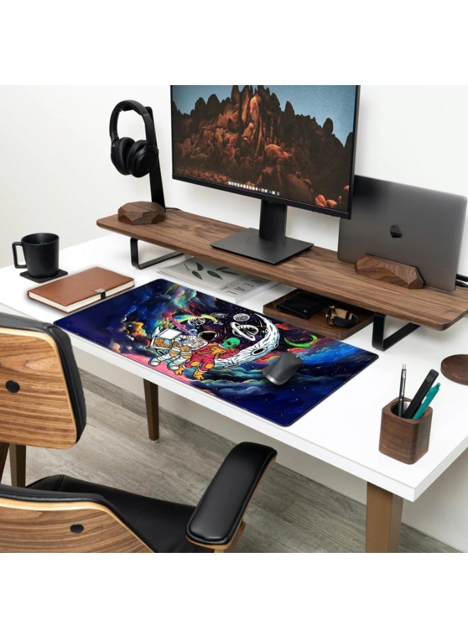 Funny Space Mouse Pad Desk Mat Astronaut Alien Large Gaming Mouse Pads Anime Desk Pad Mousepad XXL Cool Trippy Universe 