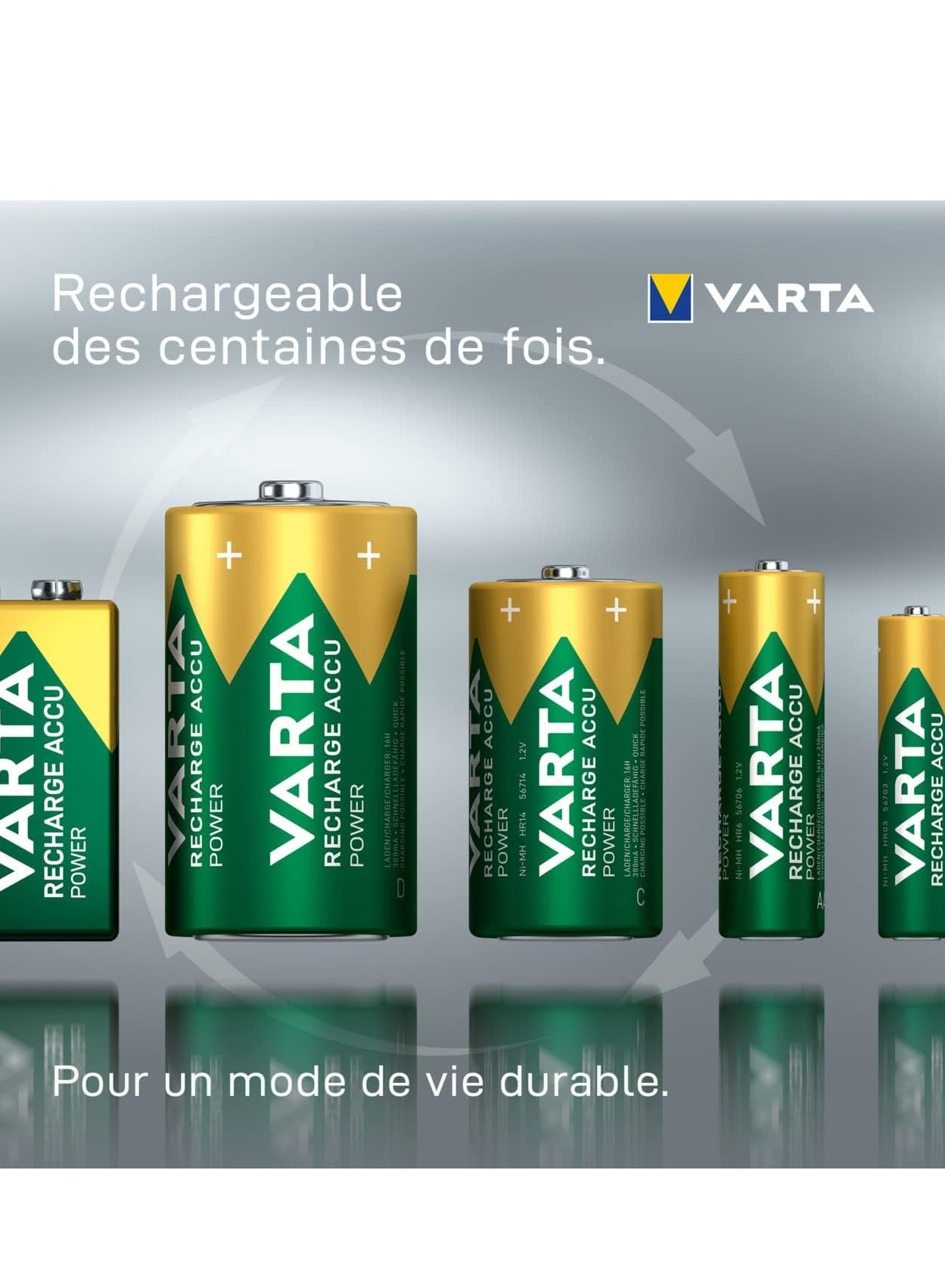 Varta  Rechargeable ACCU Power Batteries , Ni-MH (2-Pack, 3000 mAh) - Pre-charged 1.2V , ready to use