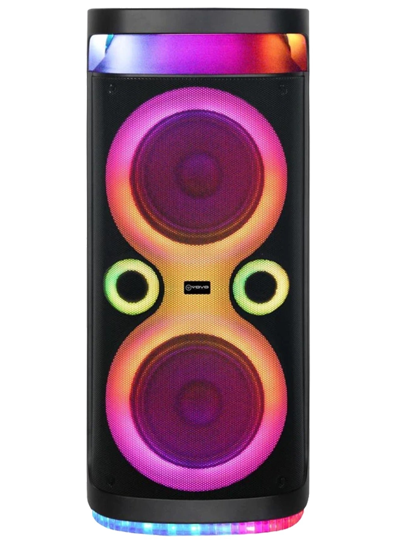 V-2870 Double 8-Inch Portable Bluetooth Party Speaker, Rechargeable Battery, Powerful Bass, LED Flame Lights, Karaoke Mi