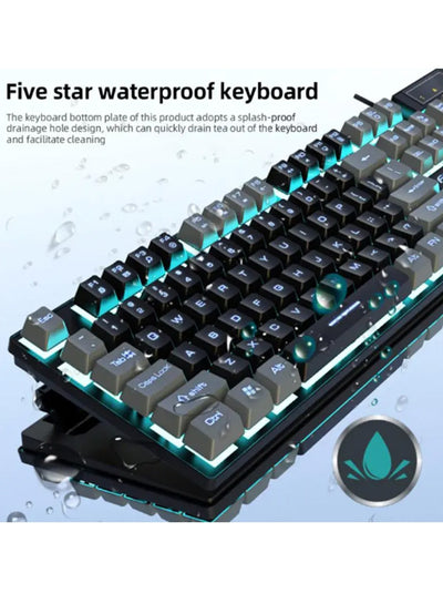 Forev FV-Q8 Wired Gaming Keyboard Esports Light-Emitting Office Desktop Laptop Wired Film Wired Keyboard (FV-Q1 Black-Gray)