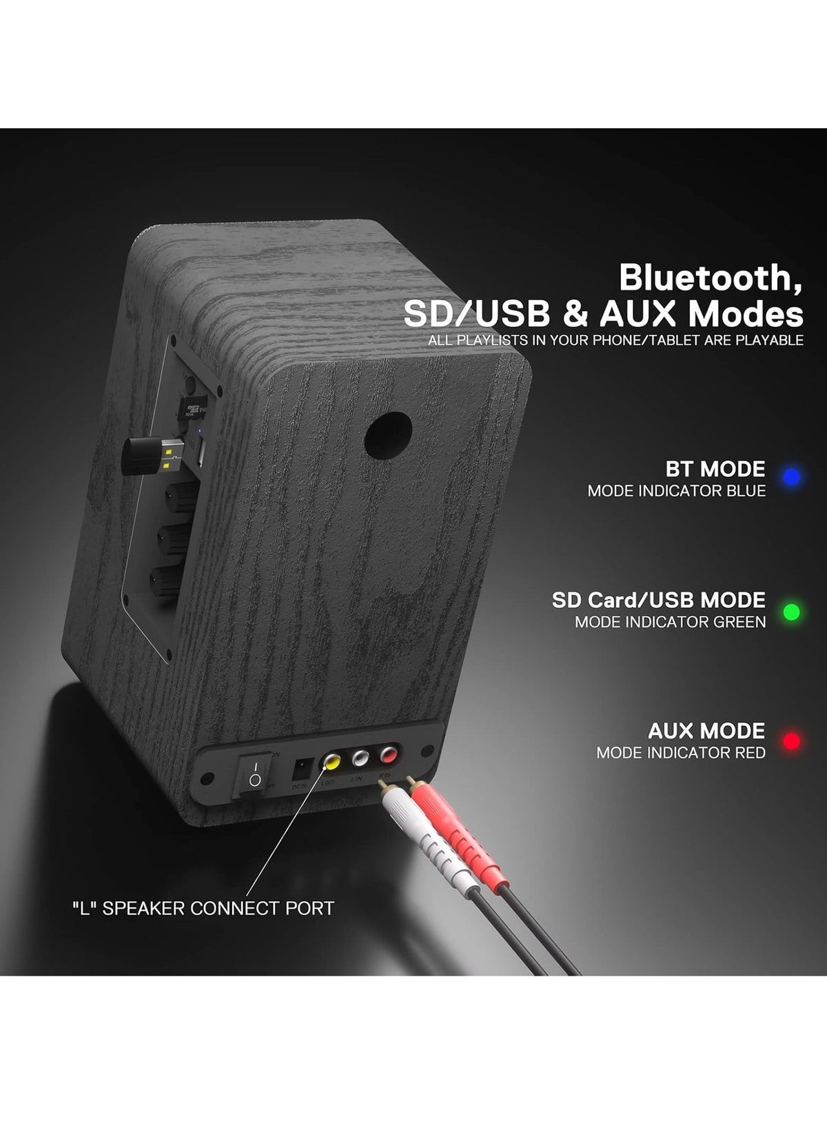 GS813 Wireless Desktop Speakers, 2.0 Channel Bookshelf Speaker with Powerful 20W Output, BT 5.0/3.5mm AUX Connection, En