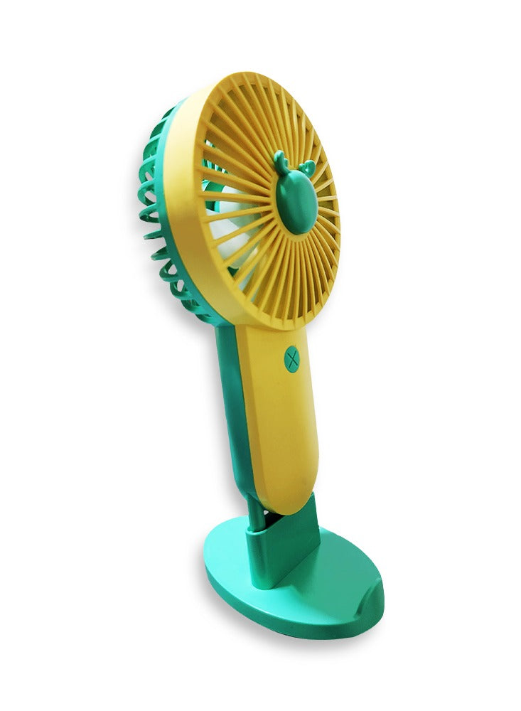 Portable Mini Fan USB Rechargeable Cute 5000MAH Small Electric Fan For School With Phone Holder , SQ2195 Yellow