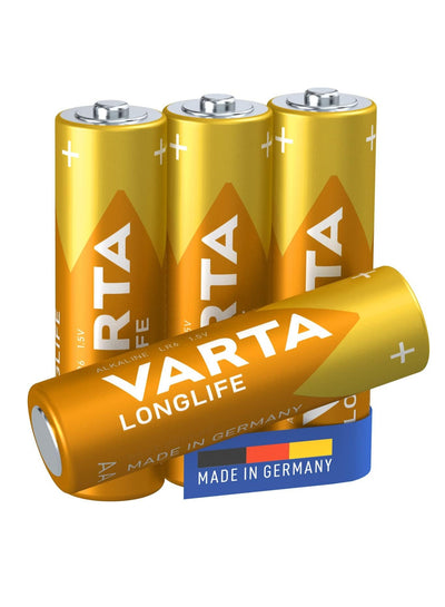 Varta Long Life Alkaline Batteries - 4 Packs, 1.5V, MIGNON ,4106 , STILO ,LR6 , MN1500 with gold color