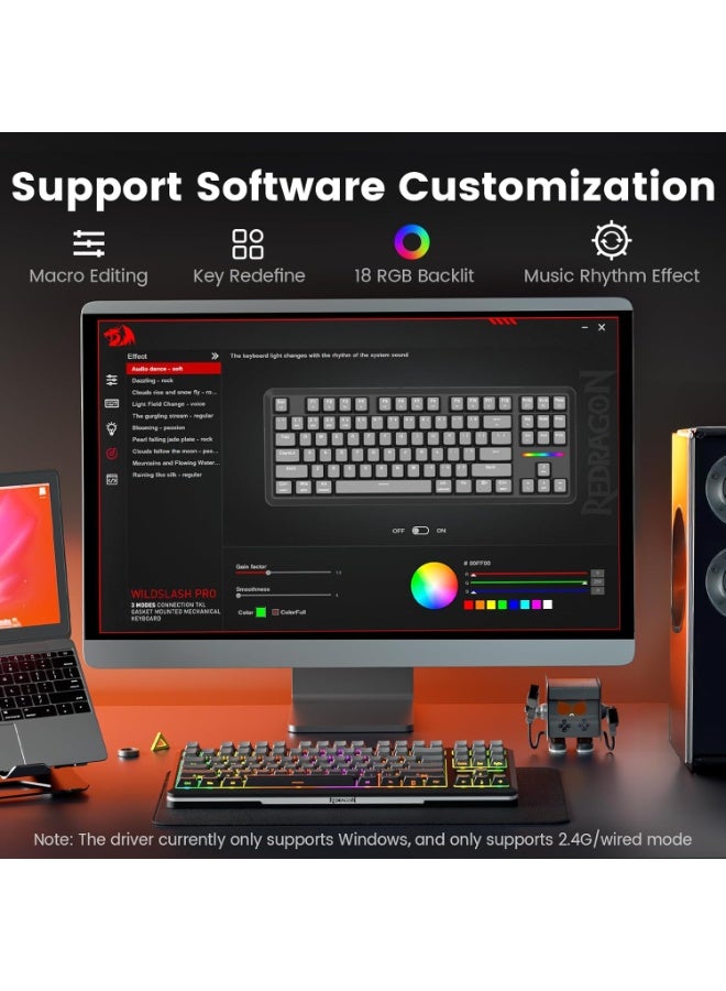 كيبورد جيمنج Redragon K734SP ميكانيكال TKL Wireless أسود