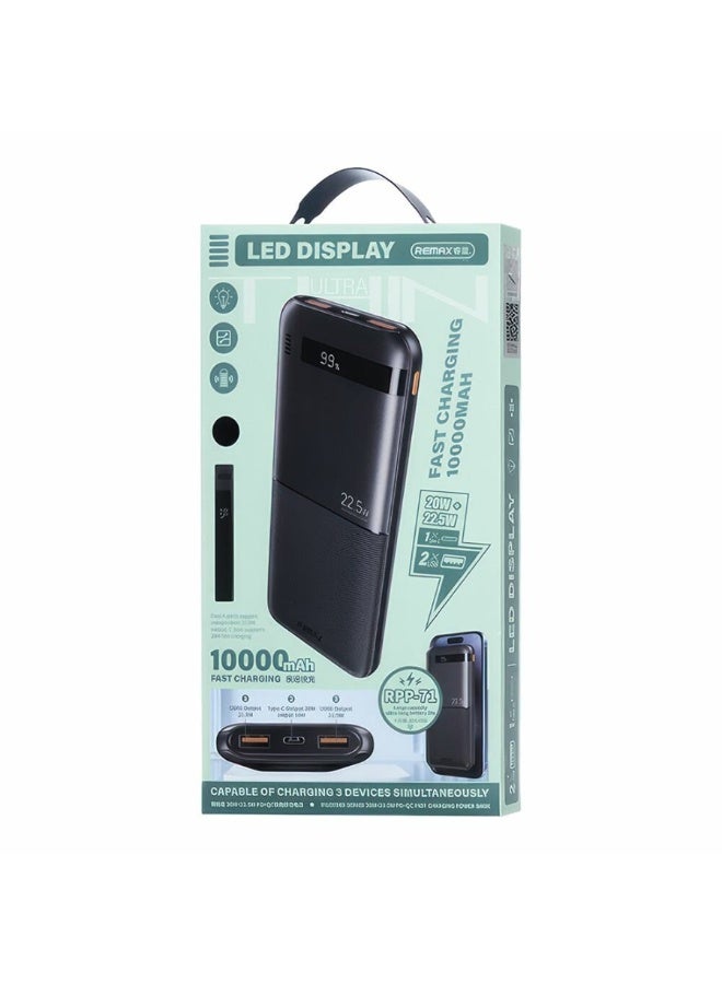 Power Bank RPP-71 Piloteer Series 10000mAh, Power Bank 22.5W + 20W PD3.0 QC3.0 Fast Charging with LED Digital Display, D