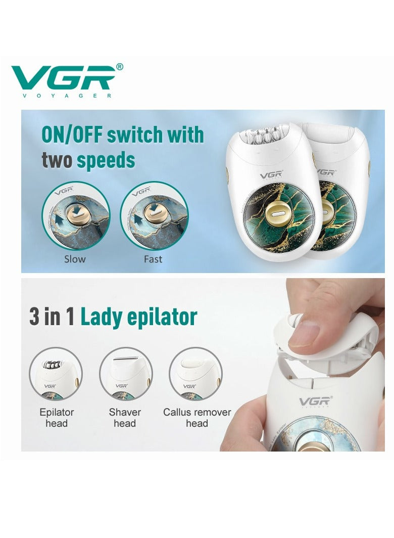 VGR V-706 Long Lasting Cordless Epilator with USB Charger The epilator works in two modes. The first mode, soft, is ideal for sensitive areas. The second mode is more powerful and effective, as it allows you to remove coarse hair easily