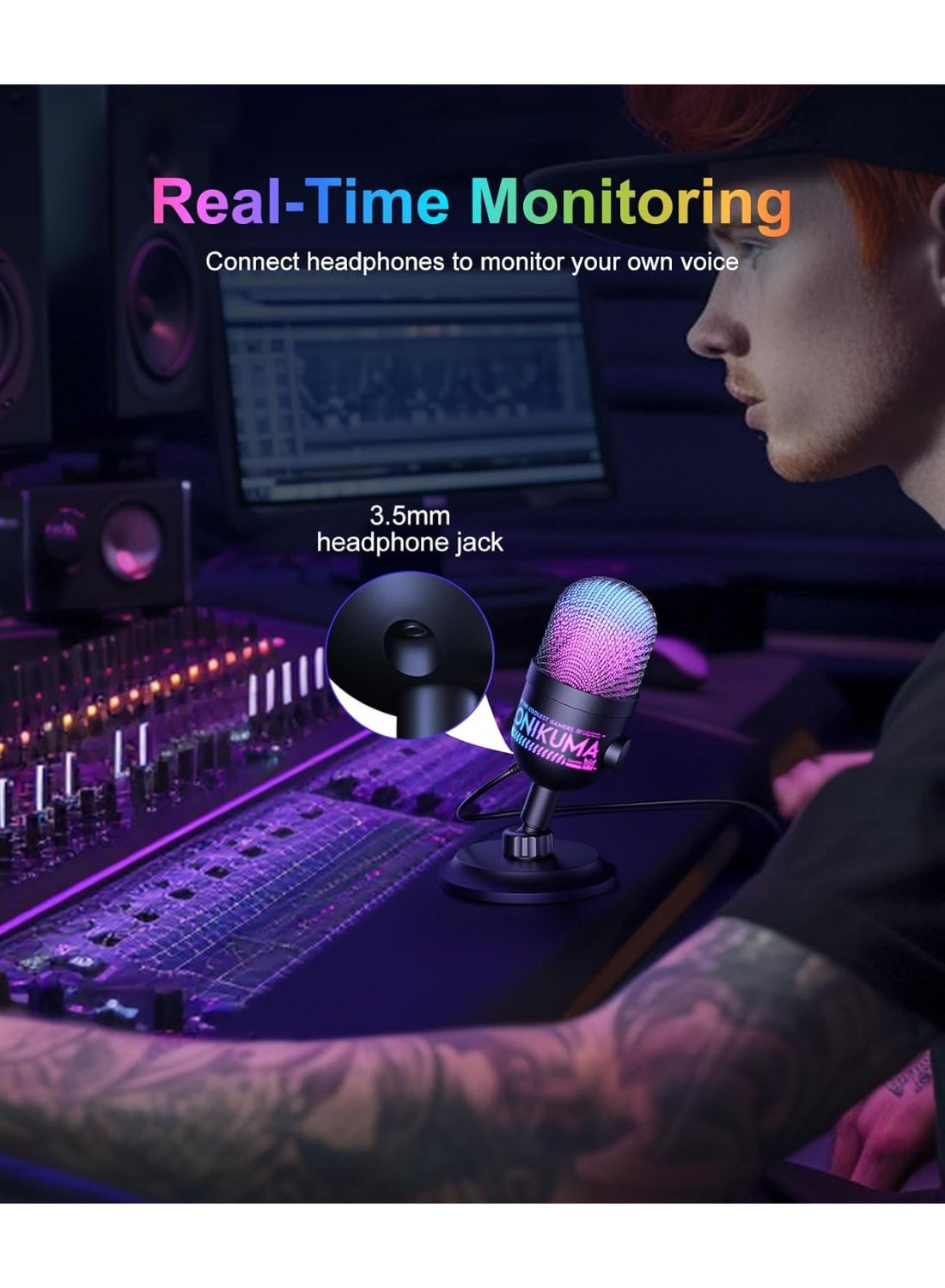 M930 Professional USB Condenser Microphone with Noise Reduction, RGB Gaming, Streaming, Podcast & Recording Microphone f