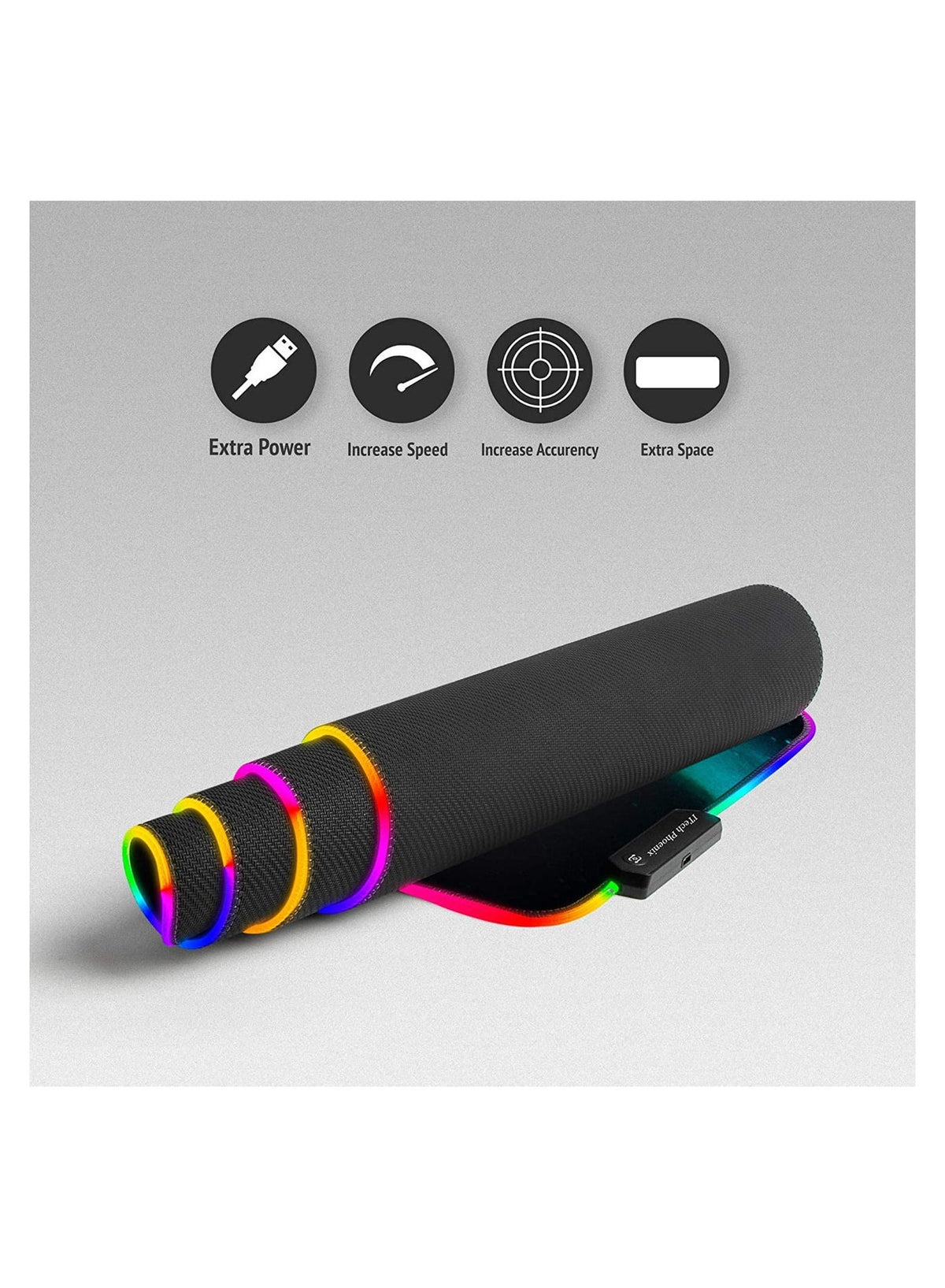 Marble RGB XL Gaming Mouse Pad, Non-Slip, Water-Resistant, Rubber Cloth, Stitched Edge, Computer Game Mouse & Keyboard M