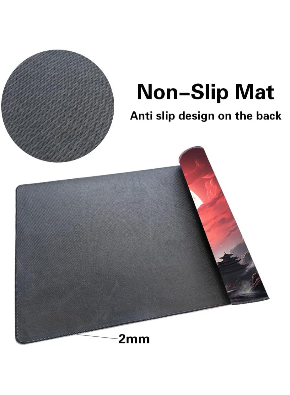 Landscape Red Moon Map Large Mouse Pad Computer Keyboard Pad Mouse Mat Desk Mats Anti-Slip Office Mouse Pad Desk Accesso