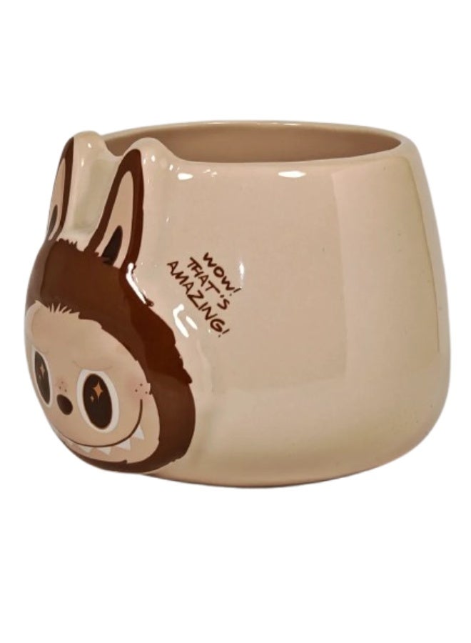 Labubu Ceramic Mug 350ml, Cute Cartoon Coffee Mug, Large Capacity Ceramic Tea Cup with Vibrant Character Design, Glossy 