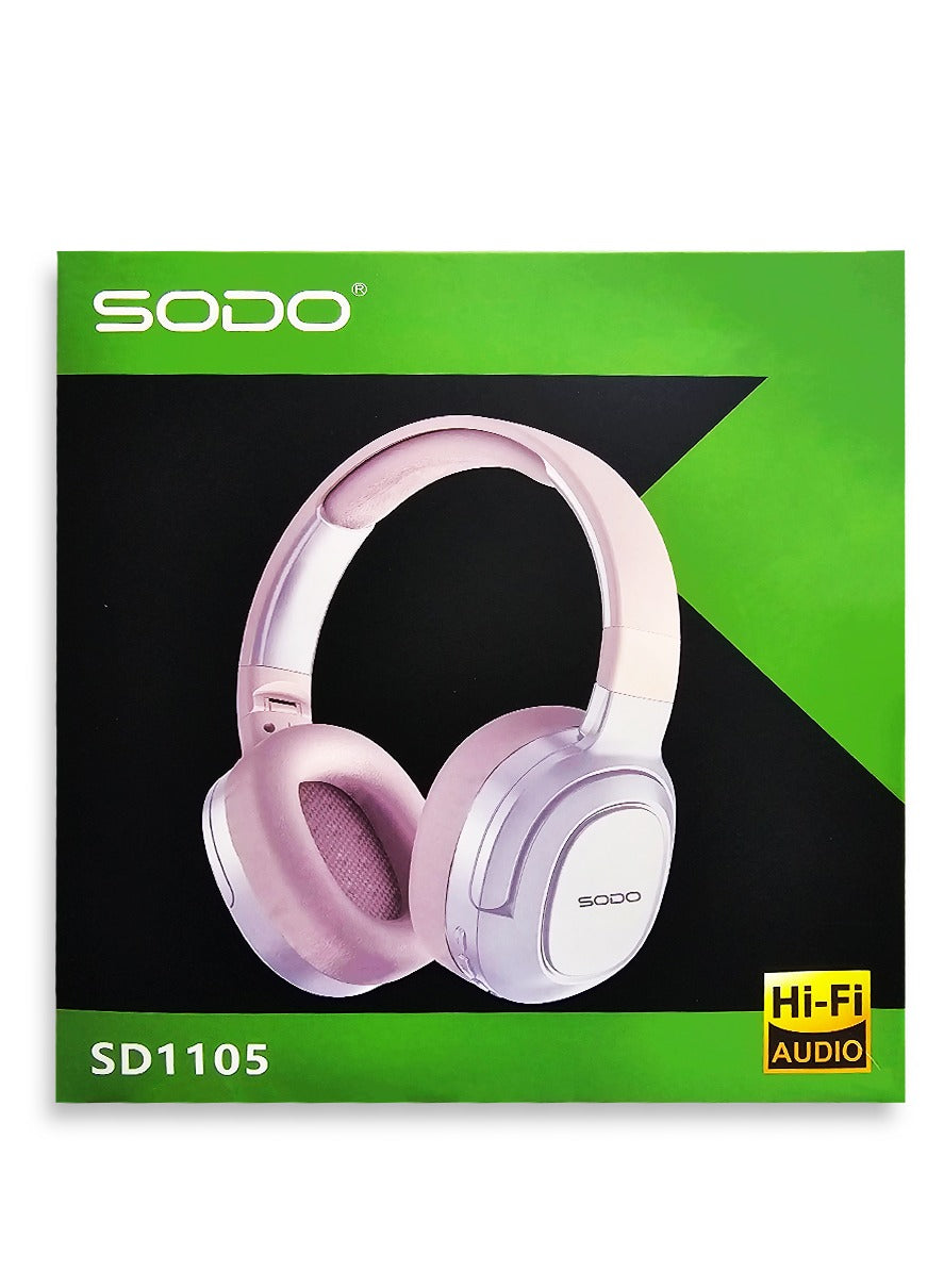 SODO Wireless Headphones with Active Canceling Headphones and External Built In Microphone Walk and Talk , it's Support SD Card Using Bluetooth 5.0 Connectivity with 20Hz to 18kHz Frequency Response Model SD-1105/Black