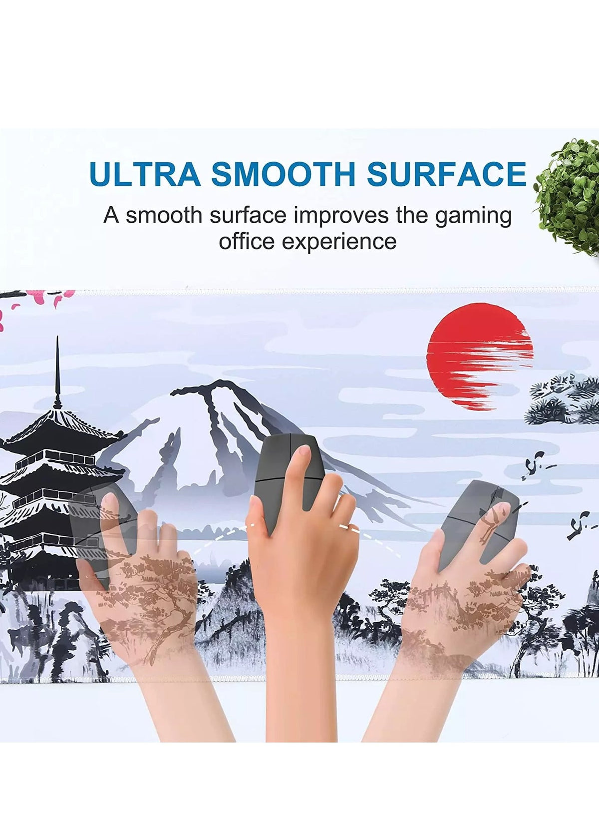 Large Japanese Cherry Blossom Mouse Pad with Non-Slip Base, 30cm x 70cm x 2mm to any workspace, whether it's for gaming,
