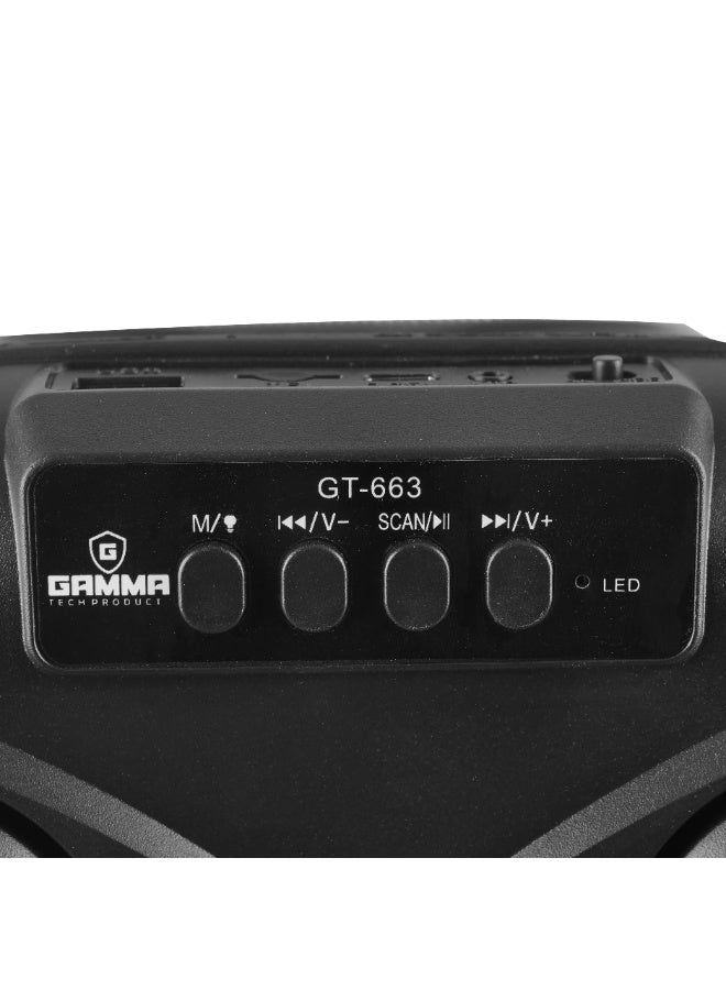 GT-663 Portable Bluetooth Speaker, 6.5-Inch Wireless Party Speaker, 5W Powerful Sound, RGB LED Lights, 800mAh Rechargeab