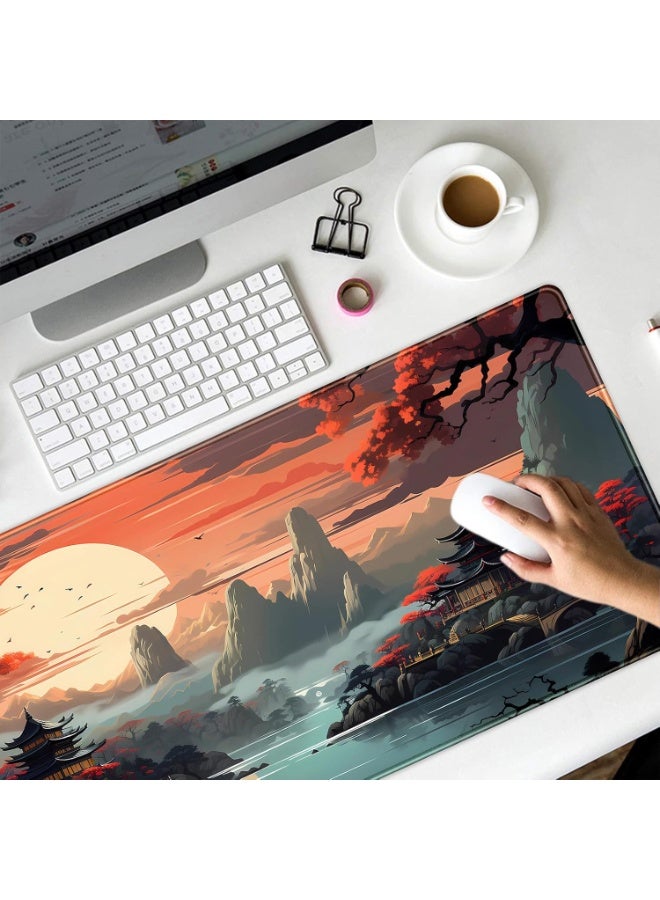 Japanese Sunset Desk Mat Large Mouse Pad Big Desk Pad Japan Extended Gaming Mousepad Large Computer Laptop Keyboard Mat 