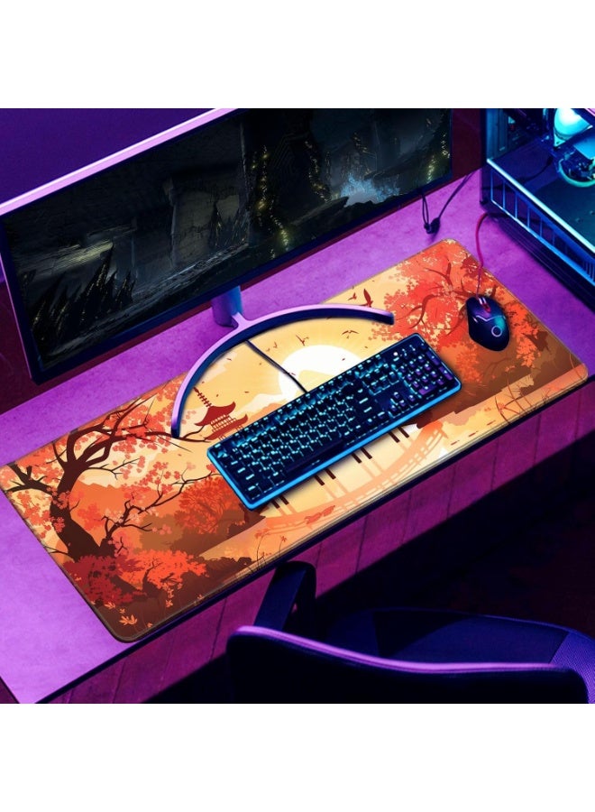 Gaming Mouse Pad Large Desk Pad for Desk Computer Pc Laptop Office Decor, Mouse Keyboard Pad Stitched Edges Non-Slip Rub