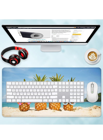 Large Gaming Mouse Pad Fun Beach Pineapple ( 70cm x 30cm x 2 mm )Computer Keyboard Mouse Pad with Non-Slip Base and Stit