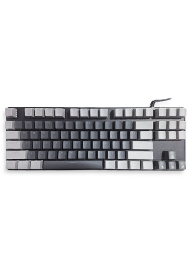 Mechanical Gaming Keyboard, model PPK87 for computer and lap top (black/gray) RGB Full size with 87 key, cable USB Speed interface , black switch, adjustable height in to give comfort to the hand while playing .