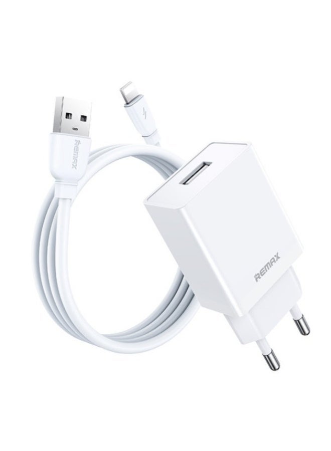 12W Wall Charger with Lightning Cable, 1USB 2.4A Fast Charging Adapter with Smart Protection Chip – Compact and Safe for