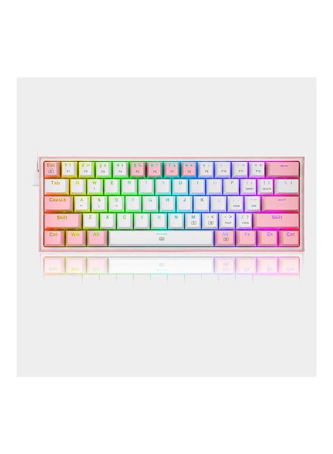 كيبورد جيمنج Redragon K617 Fizz ميكانيكال 60% أبيض ووردي