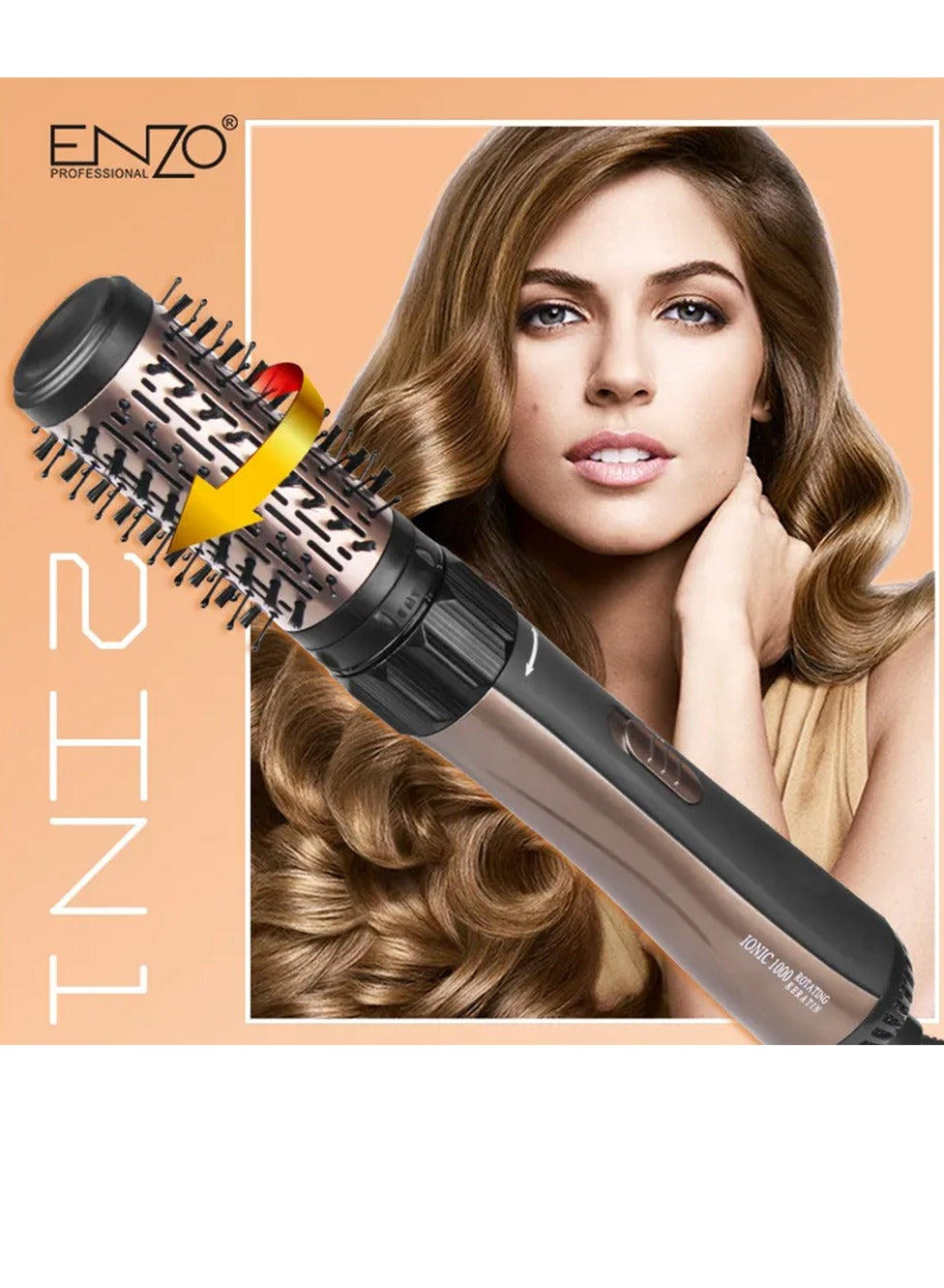 ENZO Professional Salon Curler Comb Straight hair comb Brush Electric Hot Air Brush One Step Hair Dryer and Styler Roller set , EN-745