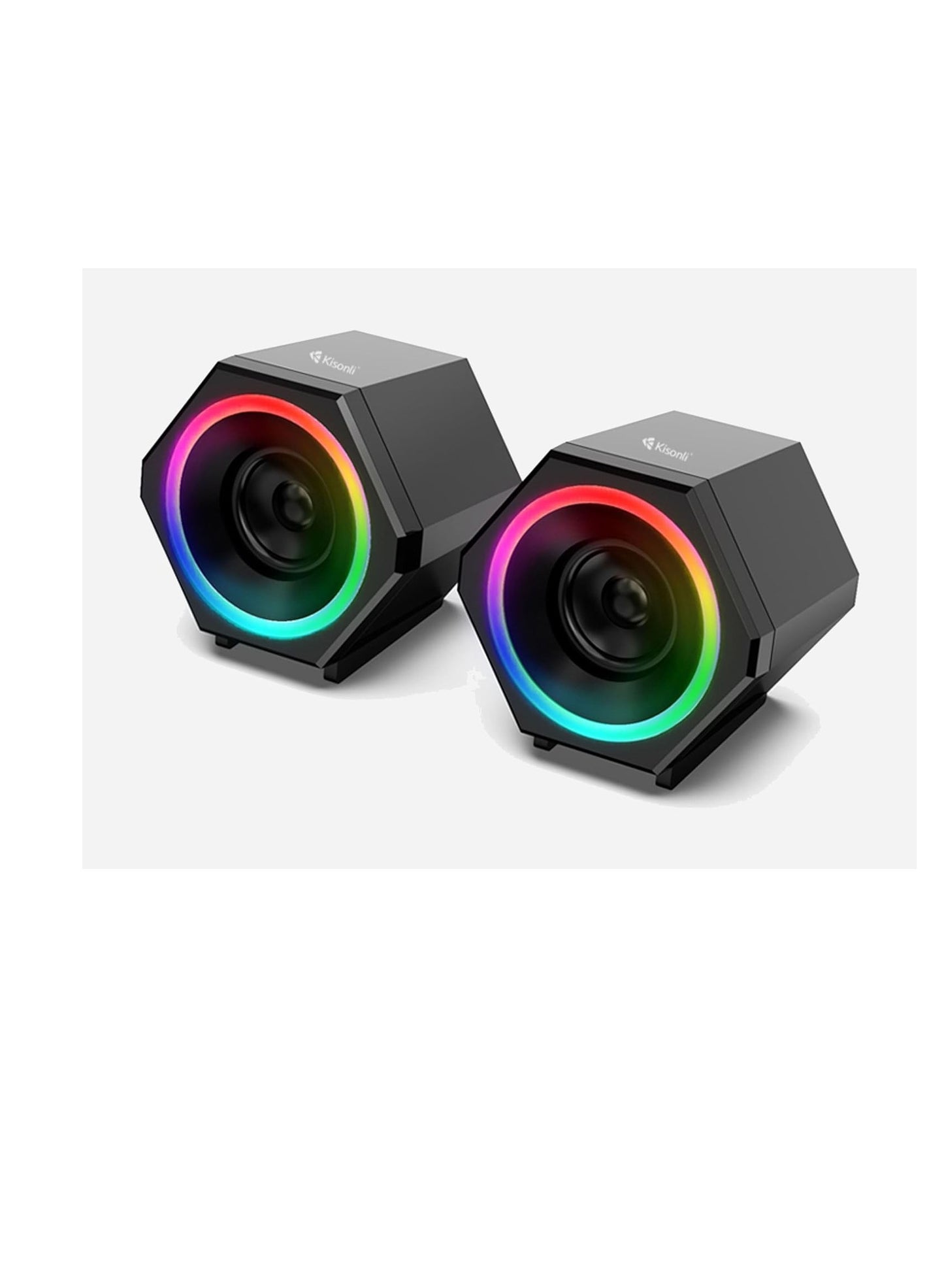 Kisonli Music Speaker For Gaming RGB colorful lights, stereo sound, good quality, can connect pc, laptop, mp3, mp4 , l-6060